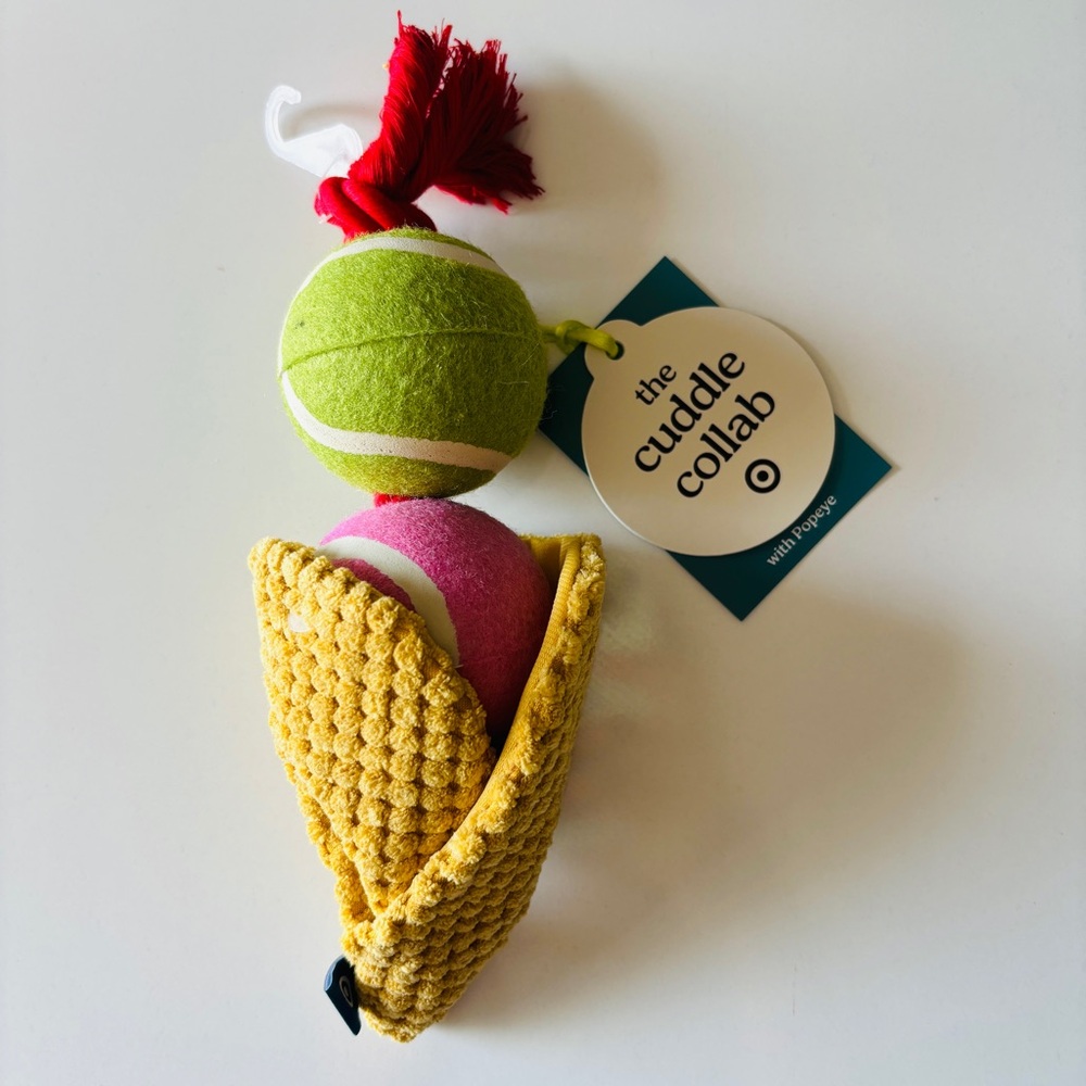 The Cuddle Collab Pup Cream Cone Dog Toy Set